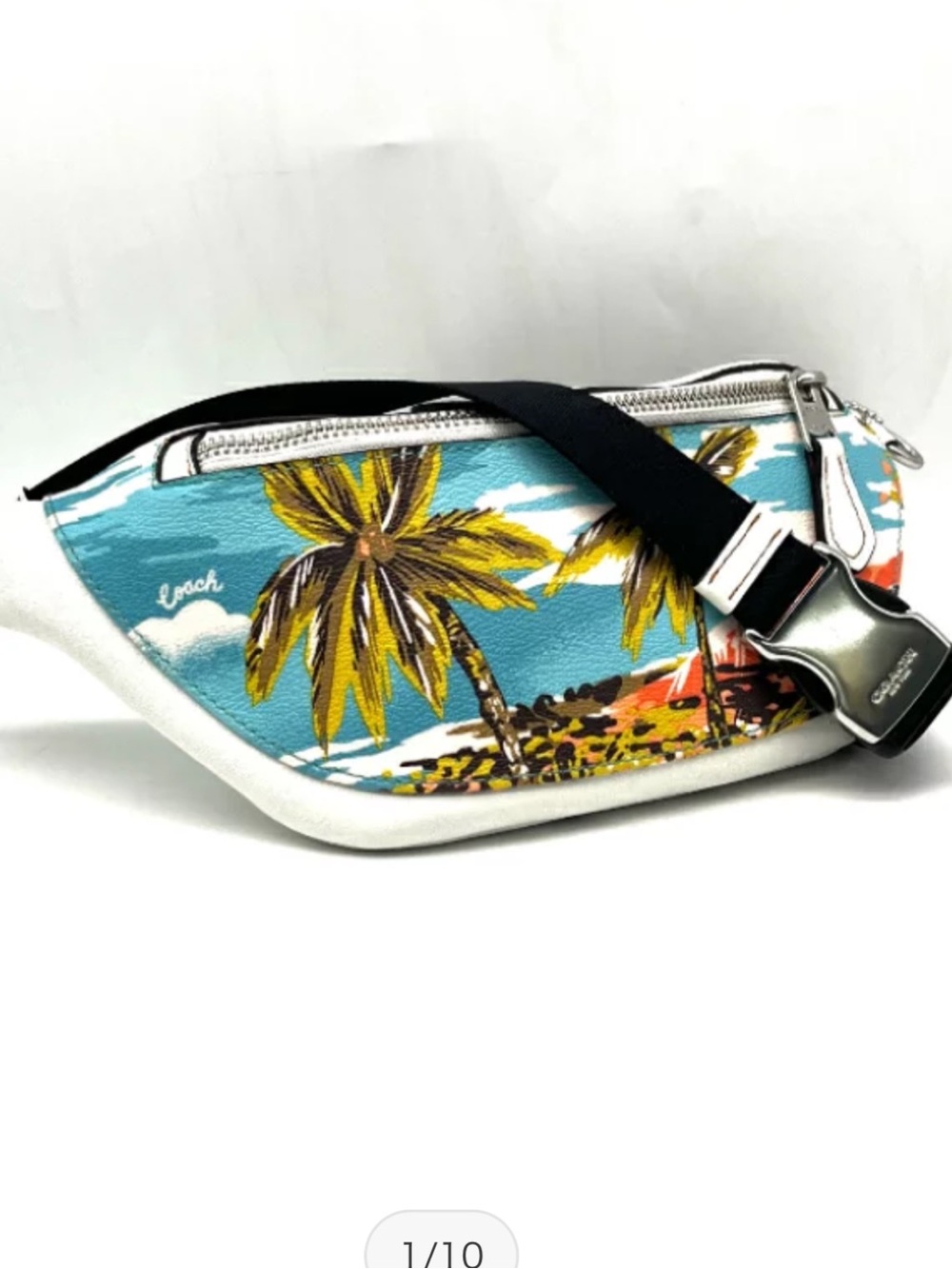 Coach White Palm  Scene Print Leather Fanny Pack  (Unisex) NW